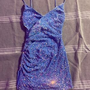 Sparkly Blue Lucy in the Sky Mini Dress